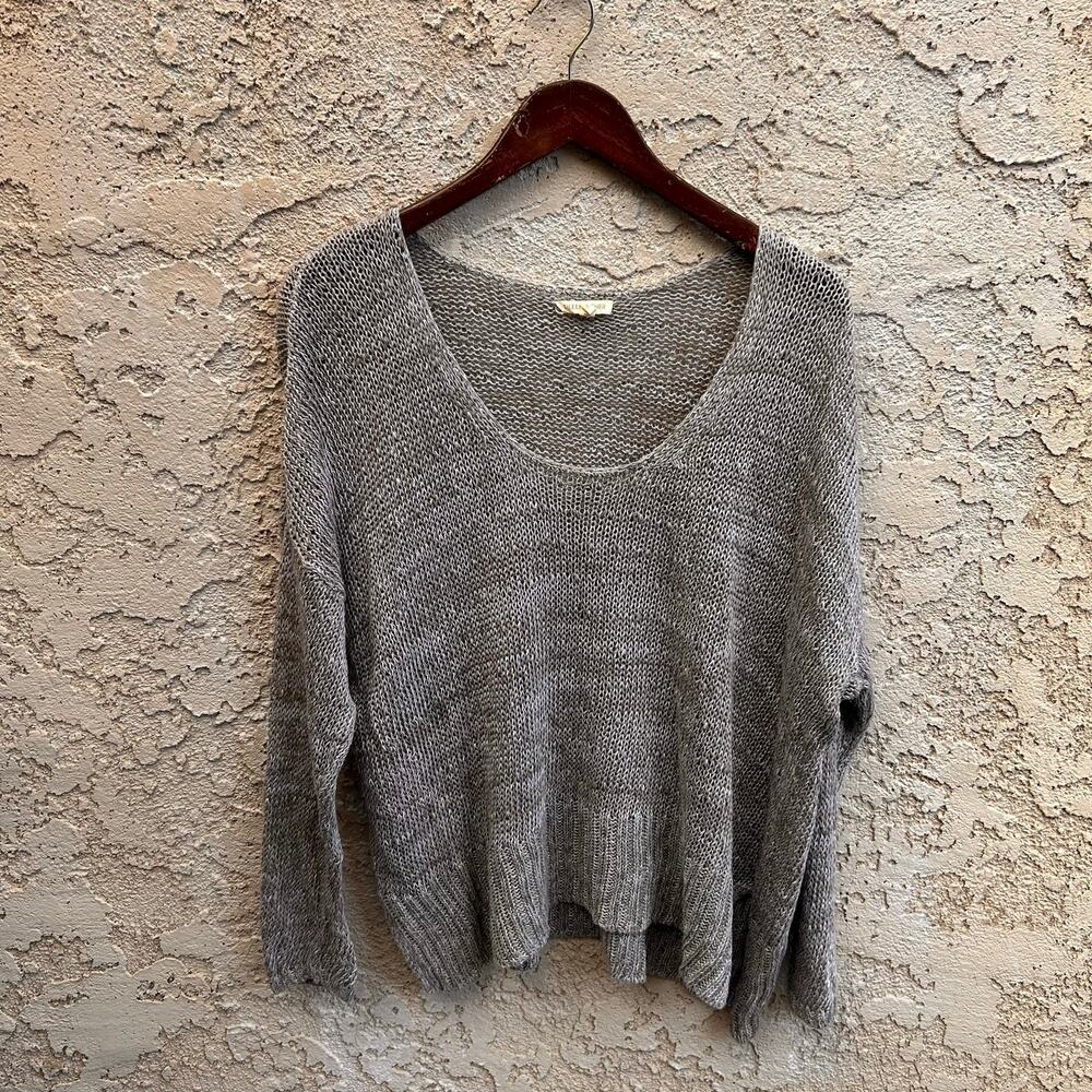 Eileen Fisher 100% Linen Open Knit Oversized Pullover Sweater Women’s M